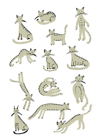 Cute cats, childish style. Sketch for your design Stock Photo - Budget Royalty-Free & Subscription, Code: 400-08497265