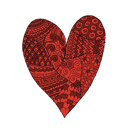 simsearch:400-08495448,k - Love, valentine heart, sketch for your design. Vector illustration Stock Photo - Budget Royalty-Free & Subscription, Code: 400-08497337