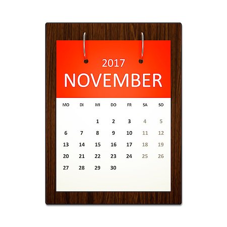 An image of a german calendar for event planning 2017 november Stock Photo - Budget Royalty-Free & Subscription, Code: 400-08497510