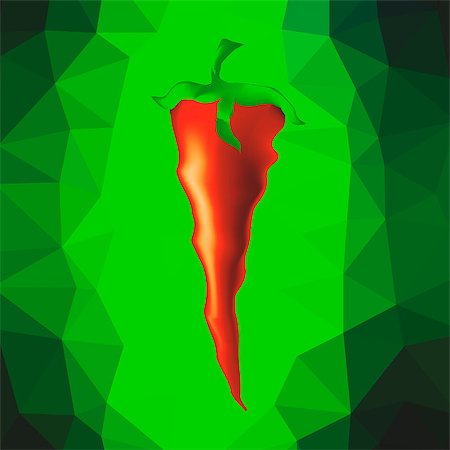 simsearch:400-04864980,k - Red Pepper Isolated on Green Polygonal Background Photographie de stock - Aubaine LD & Abonnement, Code: 400-08497555