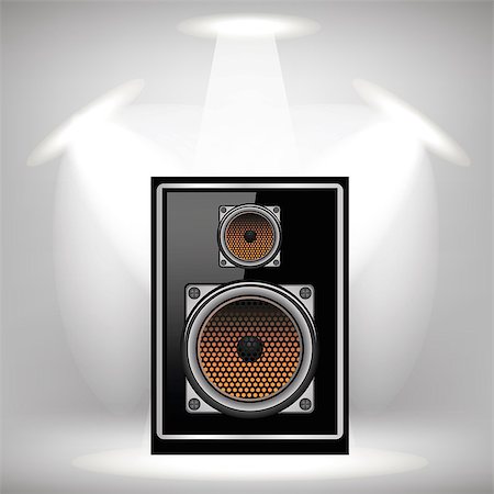 simsearch:400-03961646,k - Musical Black Speaker on Light Gray Background Photographie de stock - Aubaine LD & Abonnement, Code: 400-08497552