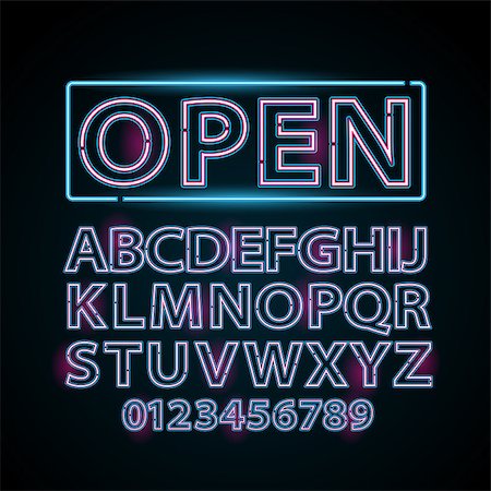 simsearch:400-08263009,k - Vector pink and blue neon lamp letters font show cinema and theather Photographie de stock - Aubaine LD & Abonnement, Code: 400-08497564