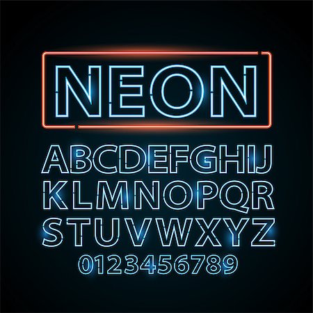 simsearch:400-08263009,k - Vector blue neon lamp letters font show cinema and theather Photographie de stock - Aubaine LD & Abonnement, Code: 400-08497563