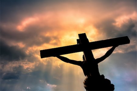 Jesus Christ Son of God over dramatic sky background religion and spirituality concept Stockbilder - Microstock & Abonnement, Bildnummer: 400-08497631