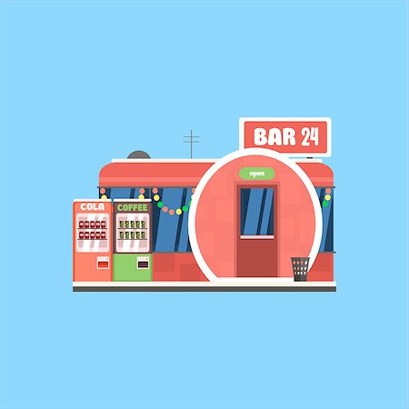 Bar Front in Christmas. Flat Vector Illustration Stock Photo - Budget Royalty-Free & Subscription, Code: 400-08497704