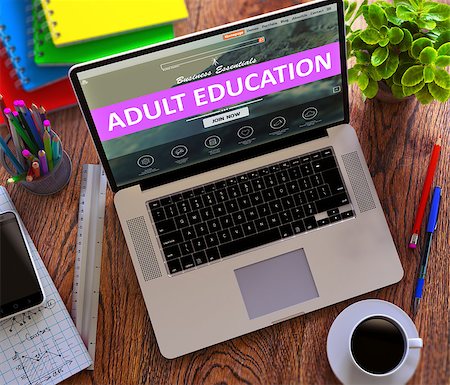 digital experience - Adult Education on Landing Page of Modern Laptop Screen. Educational, Development Concept. 3d Render. Stock Photo - Budget Royalty-Free & Subscription, Code: 400-08497769