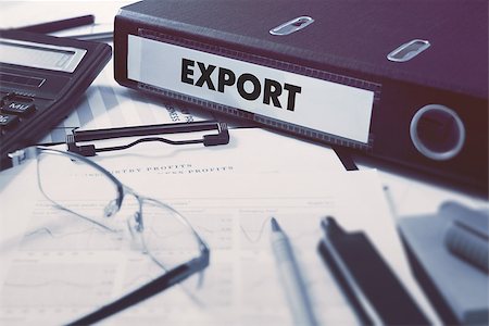 simsearch:400-09011393,k - Office folder with inscription Export on Office Desktop with Office Supplies. Business Concept on Blurred Background. Toned Image. Photographie de stock - Aubaine LD & Abonnement, Code: 400-08497763
