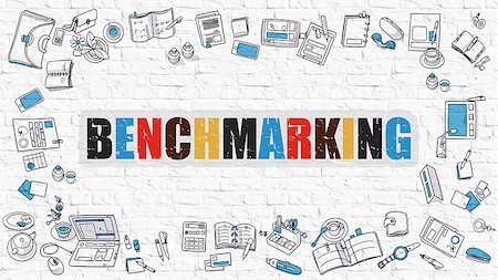 simsearch:400-08618963,k - Benchmarking - Multicolor Concept with Doodle Icons Around on White Brick Wall Background. Modern Illustration with Elements of Doodle Design Style. Stock Photo - Budget Royalty-Free & Subscription, Code: 400-08497785