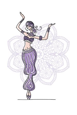 simsearch:400-05252988,k - Belly dancer, sketch for your design. Vector illustration Stock Photo - Budget Royalty-Free & Subscription, Code: 400-08498020