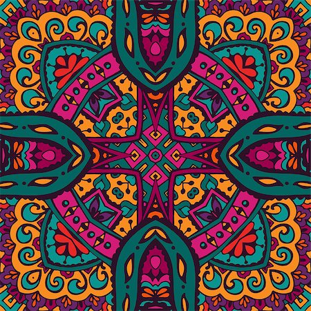 simsearch:400-08616384,k - Abstract floral folk ethnic tribe seamless pattern ornament Stockbilder - Microstock & Abonnement, Bildnummer: 400-08498040