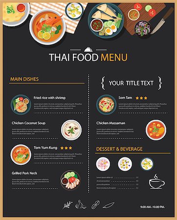 vector thai food restaurant menu template flat design Foto de stock - Super Valor sin royalties y Suscripción, Código: 400-08498163