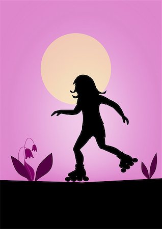 A girl on roller skates at night. Stock Photo - Budget Royalty-Free & Subscription, Code: 400-08498256