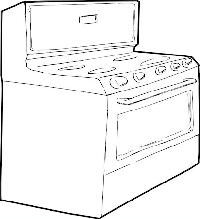 simsearch:400-08528929,k - Outine sketch of generic isolated white induction stove Foto de stock - Royalty-Free Super Valor e Assinatura, Número: 400-08498261
