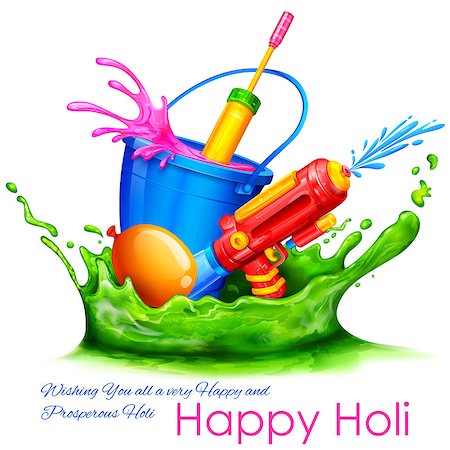 simsearch:400-08833647,k - illustration of spalsh with color bucket and watergun in Holi background Photographie de stock - Aubaine LD & Abonnement, Code: 400-08498448