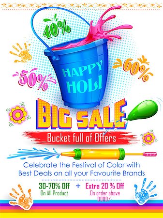 simsearch:400-08833647,k - illustration of colorful splash coming out from bucket and pichkari in Holi promotional background Photographie de stock - Aubaine LD & Abonnement, Code: 400-08498449