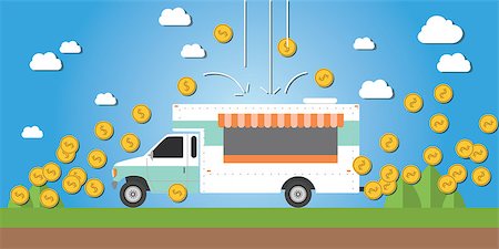 food truck business illustration money gold coin investment vector Stock Photo - Budget Royalty-Free & Subscription, Code: 400-08498594