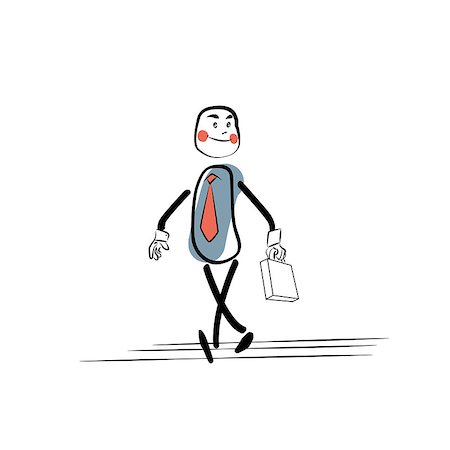 pustovit (artist) - Positive businessman goes to work. Character comic sketch style hand drawing. Business concept success Fotografie stock - Microstock e Abbonamento, Codice: 400-08498611