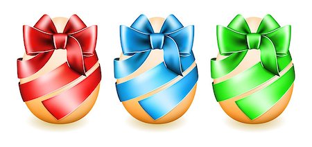 red ribbon vector - Easter eggs wrapped in ribbon in different color Stock Photo - Budget Royalty-Free & Subscription, Code: 400-08498697