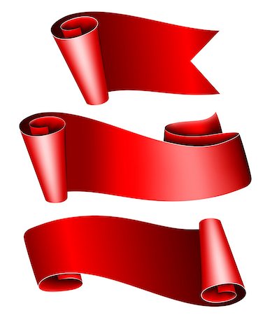 simsearch:400-08260320,k - Collection of 3 red ribbon. Vector illustration Photographie de stock - Aubaine LD & Abonnement, Code: 400-08498698