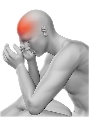 3D render of male figure holding head in pain Photographie de stock - Aubaine LD & Abonnement, Code: 400-08498759