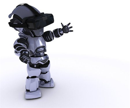 simsearch:400-08621230,k - 3D Render of a Robot with VR Headset Foto de stock - Super Valor sin royalties y Suscripción, Código: 400-08498795