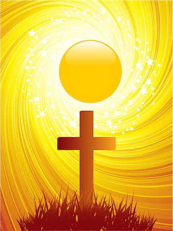 Easter Cross Over Abstract Swirl Background with Sun and Stars Photographie de stock - Aubaine LD & Abonnement, Code: 400-08498838