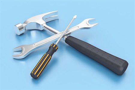 simsearch:700-01792289,k - A set of tools is on a blue table Stock Photo - Budget Royalty-Free & Subscription, Code: 400-08498935