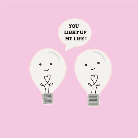 Two incandescent light bulbs in love talking to each other. Creative idea of lamp love each other. Photographie de stock - Aubaine LD & Abonnement, Code: 400-08498953