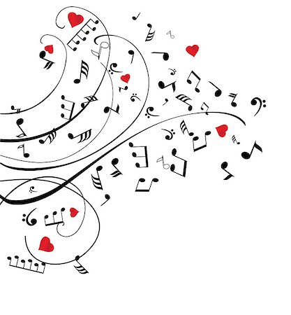 simsearch:400-07486457,k - vector illustration of background with swirls, musical notes and hearts Stock Photo - Budget Royalty-Free & Subscription, Code: 400-08498968