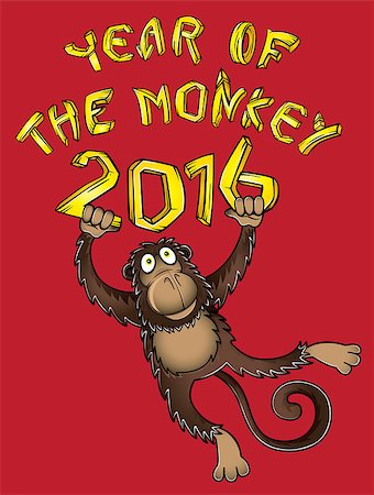 Zodiac Chinese Monkey design vector illustration Stock Photo - Budget Royalty-Free & Subscription, Code: 400-08499084