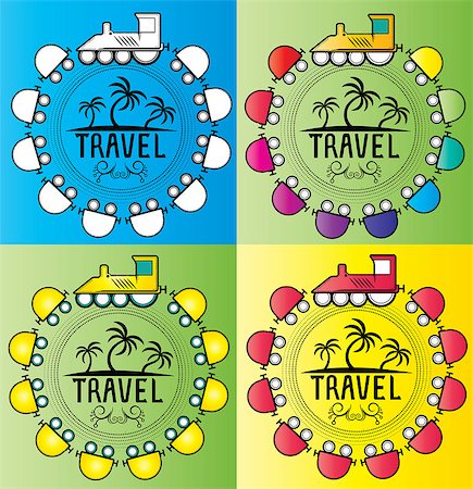 simsearch:400-07680071,k - summer holiday design stamps with cartoon train illustration Photographie de stock - Aubaine LD & Abonnement, Code: 400-08499087