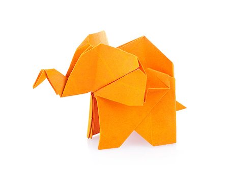 simsearch:400-09170569,k - Orange elephant of origami. Isolated on white background Foto de stock - Super Valor sin royalties y Suscripción, Código: 400-08499163