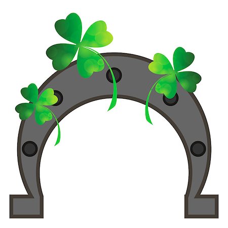simsearch:400-08039008,k - Green Clover Leaves and Horseshoe Isolated on White Background. Symbol of St. Patricks Day Photographie de stock - Aubaine LD & Abonnement, Code: 400-08499192