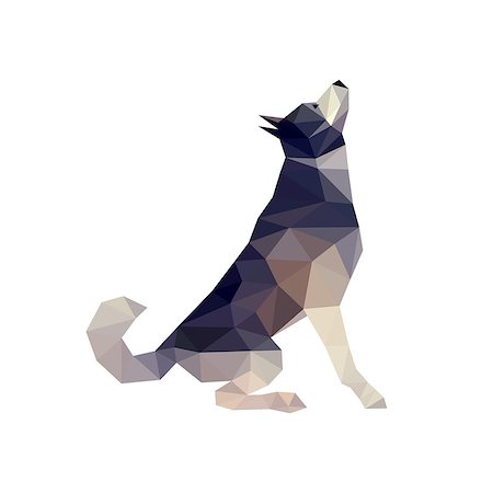 silhouettes geometric shapes - Polygonal style husky dog figure, malamute dog, vector illustration Stock Photo - Budget Royalty-Free & Subscription, Code: 400-08499259