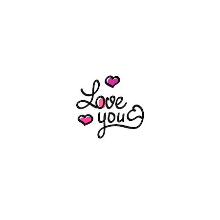 simsearch:400-08818102,k - Love you lettering Valentine vector romantic design Stock Photo - Budget Royalty-Free & Subscription, Code: 400-08499290