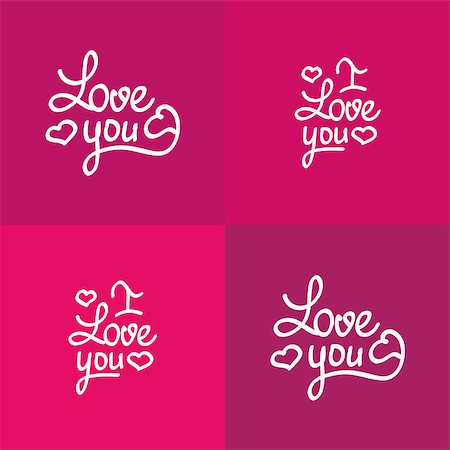 simsearch:400-08818102,k - Love you lettering Valentine vector romantic design Stock Photo - Budget Royalty-Free & Subscription, Code: 400-08499292