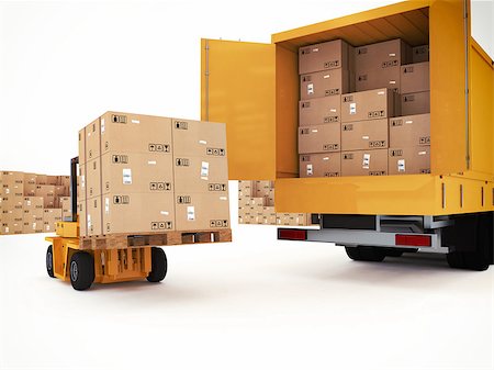 simsearch:400-09225864,k - Loading stack of packed boxes on truck Stock Photo - Budget Royalty-Free & Subscription, Code: 400-08499367