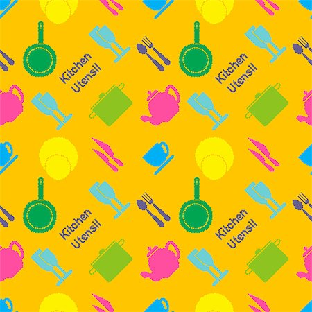 Seamless pattern of colored kitchen utensil in pixel art style Foto de stock - Super Valor sin royalties y Suscripción, Código: 400-08499557