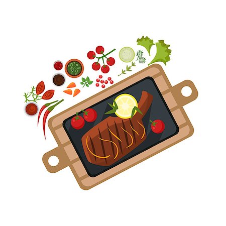 simsearch:400-05181259,k - Grilled Steak on Plate. Flat Vector Illustration Foto de stock - Super Valor sin royalties y Suscripción, Código: 400-08499574