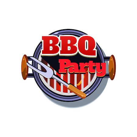 simsearch:400-05181259,k - BBQ  Sticker. Bright Vector Illustration isolated on white Background Foto de stock - Super Valor sin royalties y Suscripción, Código: 400-08499602