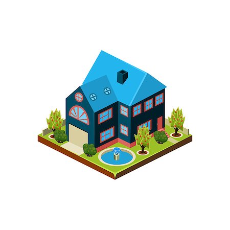 simsearch:400-08506414,k - Isometric icon representing modern house with backyard vector Foto de stock - Royalty-Free Super Valor e Assinatura, Número: 400-08499623