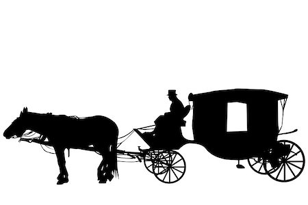 Silhouettes of a vintage carriage with coachman Stock Photo - Budget Royalty-Free & Subscription, Code: 400-08499813