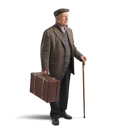 simsearch:400-05746567,k - Old man walk with suitcase and stick Stock Photo - Budget Royalty-Free & Subscription, Code: 400-08491885