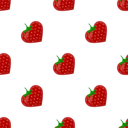 simsearch:400-09108602,k - Seamless pattern with strawberry. Endless print texture. Food. Fruit. Berry. Simple. Cartoon hand drawing illustration - vector Stock Photo - Budget Royalty-Free & Subscription, Code: 400-08492156