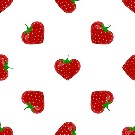 simsearch:400-09108602,k - Seamless pattern with strawberry. Endless print texture. Food. Fruit. Berry. Simple. Cartoon hand drawing illustration - vector Stock Photo - Budget Royalty-Free & Subscription, Code: 400-08492158