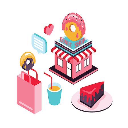 Donut shop Cake dessert Delicious food isometric infographic element set Vector illustration Stock Photo - Budget Royalty-Free & Subscription, Code: 400-08492201