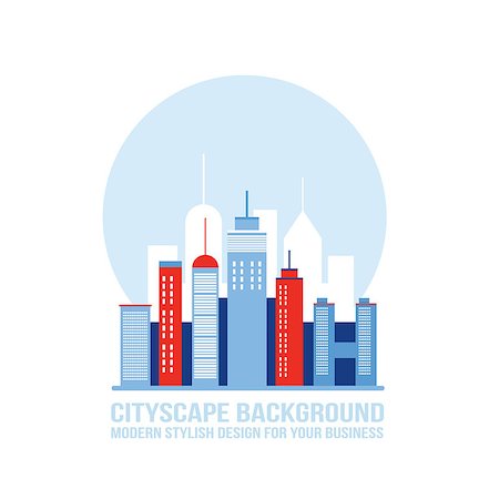Cityscape background City building silhouettes Modern flat design style Vector illustration Stock Photo - Budget Royalty-Free & Subscription, Code: 400-08492229