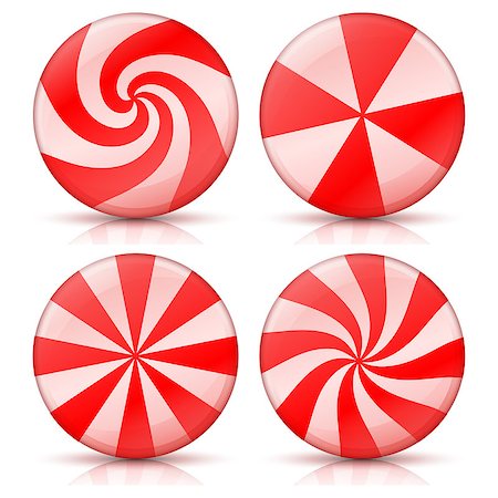 red circle lollipop - A set of four abstract circles with a red and white pattern Stock Photo - Budget Royalty-Free & Subscription, Code: 400-08492326