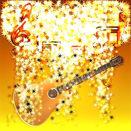 drstokvektor (artist) - Vector illustration of musical notes in a cloud of stars and guitar downstream.It can be used as the poster, advertisement or separately. Stockbilder - Microstock & Abonnement, Bildnummer: 400-08492604