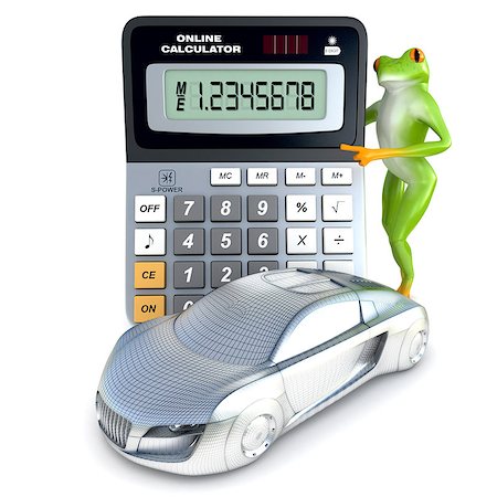 simsearch:400-06461608,k - Tropical frog posing with a calculator and car, isolated on white background Foto de stock - Super Valor sin royalties y Suscripción, Código: 400-08492708